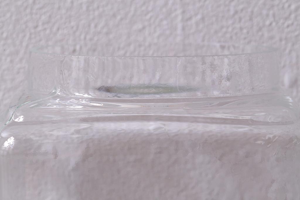 アンティーク雑貨　昭和レトロ　アルミ蓋　角型ガラスビン(ガラス瓶、キャニスター)(R-040836)