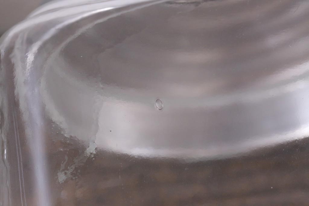 アンティーク雑貨　昭和レトロ　アルミ蓋　角型ガラスビン(ガラス瓶、キャニスター)(R-040836)