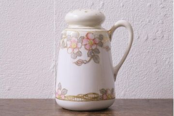 オールドノリタケ(日陶、Noritake、則武)　金彩の花柄がエレガントな調味料入れ(クルエット、ソルト入れ、コンディメント)(R-040840)