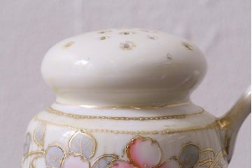オールドノリタケ(日陶、Noritake、則武)　金彩の花柄がエレガントな調味料入れ(クルエット、ソルト入れ、コンディメント)(R-040840)