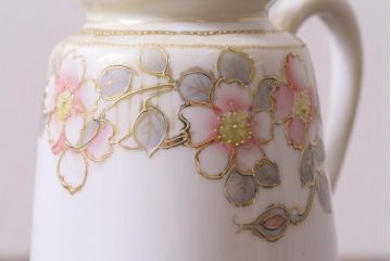 オールドノリタケ(日陶、Noritake、則武)　金彩の花柄がエレガントな調味料入れ(クルエット、ソルト入れ、コンディメント)(R-040840)