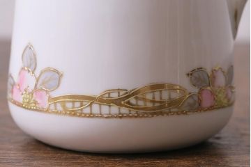 オールドノリタケ(日陶、Noritake、則武)　金彩の花柄がエレガントな調味料入れ(クルエット、ソルト入れ、コンディメント)(R-040840)