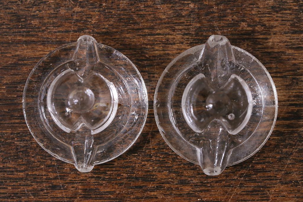 アンティーク雑貨 レトロなガラス調味料入れ2個セット(醤油差し、クルエット、醤油瓶、ガラスビン)(R-040842)