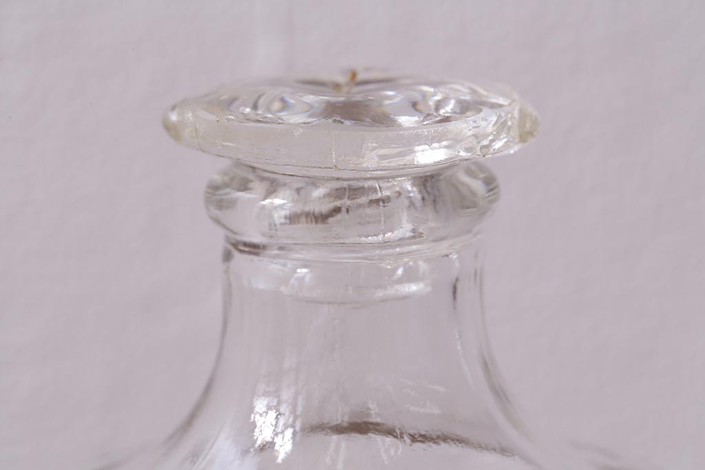 アンティーク雑貨 レトロなガラス調味料入れ2個セット(醤油差し、クルエット、醤油瓶、ガラスビン)(R-040842)