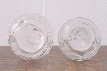 アンティーク雑貨 レトロなガラス調味料入れ2個セット(醤油差し、クルエット、醤油瓶、ガラスビン)(R-040842)