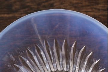 レトロ雑貨　乳白色の縁がおしゃれなガラス器3点セット(プレスガラス、向付)(R-040843)