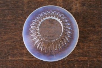 レトロ雑貨　乳白色の縁がおしゃれなガラス器3点セット(プレスガラス、向付)(R-040843)