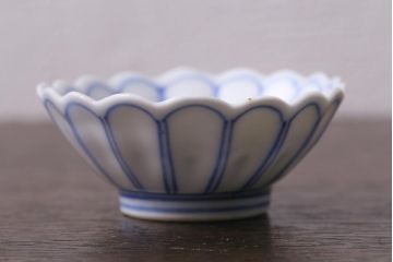 アンティーク雑貨　江戸期　染付　菊図　豆皿3枚セット(和食器)(R-040847)