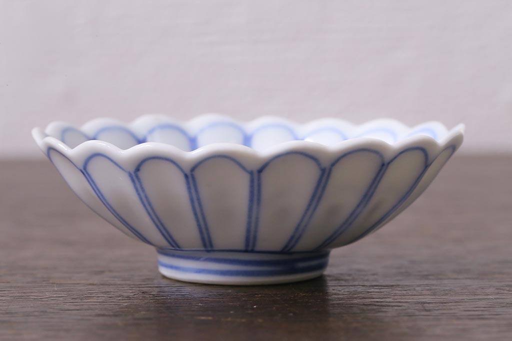 アンティーク雑貨　江戸期　染付　菊図　豆皿3枚セット(和食器)(R-040847)