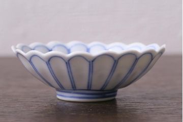 アンティーク雑貨　江戸期　染付　菊図　豆皿3枚セット(和食器)(R-040847)