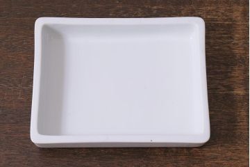 アンティーク雑貨　昭和初期　角皿付きの古い乳鉢(乳棒付き)(R-040848)