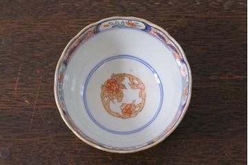 アンティーク雑貨　幕末明治期　伊万里　色絵　奇玉宝鼎之珍　蕎麦猪口5客セット(湯呑、向付、和食器)(R-040850)