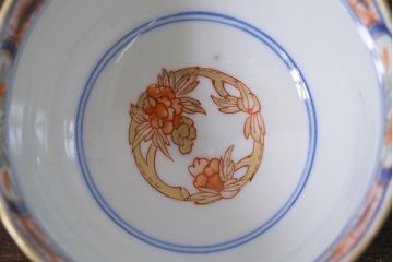 アンティーク雑貨　幕末明治期　伊万里　色絵　奇玉宝鼎之珍　蕎麦猪口5客セット(湯呑、向付、和食器)(R-040850)