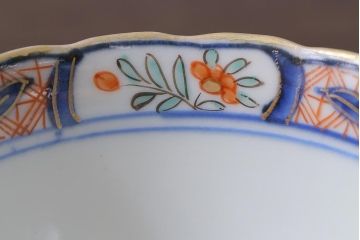 アンティーク雑貨　幕末明治期　伊万里　色絵　奇玉宝鼎之珍　蕎麦猪口5客セット(湯呑、向付、和食器)(R-040850)