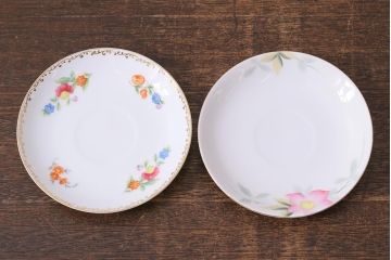 オールドノリタケ(日陶、Noritake、則武)　金彩　アザレア花文カップ&ソーサー・スナックセット、花文カップ&ソーサー(ランチョンセット、洋食器)(R-040851)