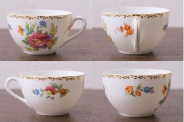オールドノリタケ(日陶、Noritake、則武)　金彩　アザレア花文カップ&ソーサー・スナックセット、花文カップ&ソーサー(ランチョンセット、洋食器)(R-040851)
