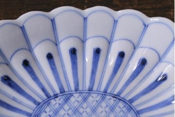 アンティーク雑貨　江戸期　染付　菊図　小皿2枚セット(和食器)(R-040853)