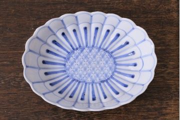 アンティーク雑貨　江戸期　染付　菊図　小皿2枚セット(和食器)(R-040853)