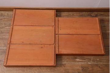 アンティーク雑貨　昭和初期　懐かしさ漂う木製のばんじゅう5個セット(番重、木箱)(R-040854)