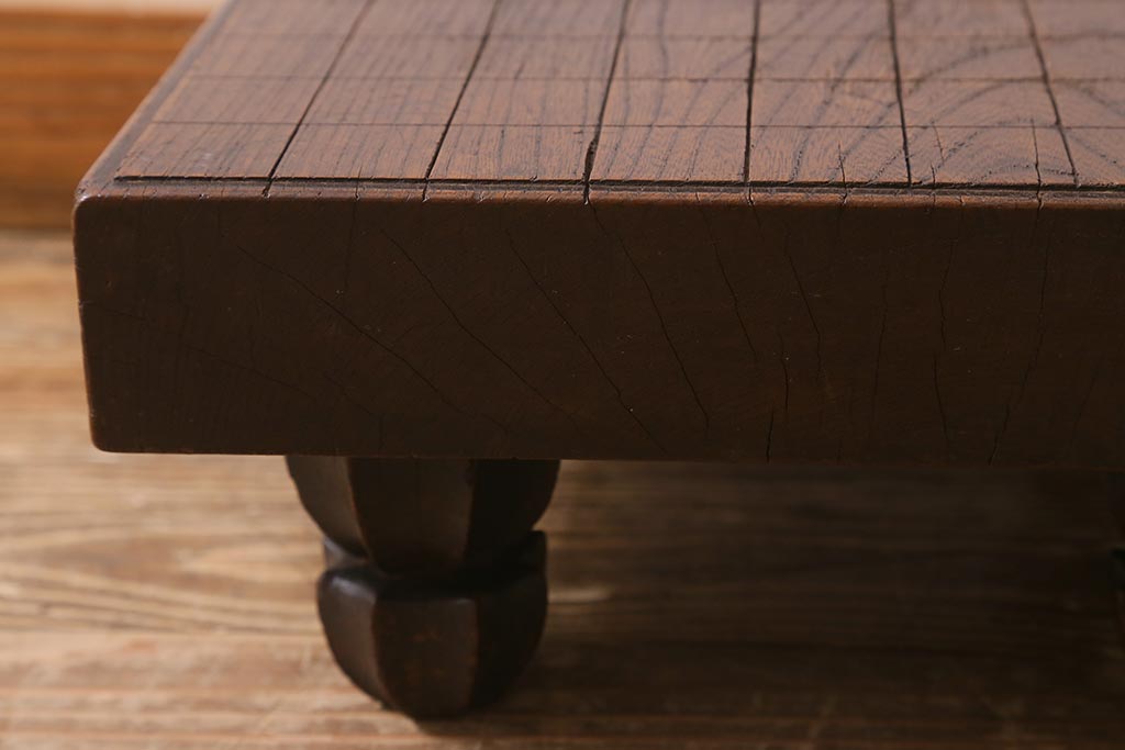 アンティーク雑貨　古民具　明治大正期　古い趣が貫禄漂う将棋盤(飾り台、花台)(R-040856)