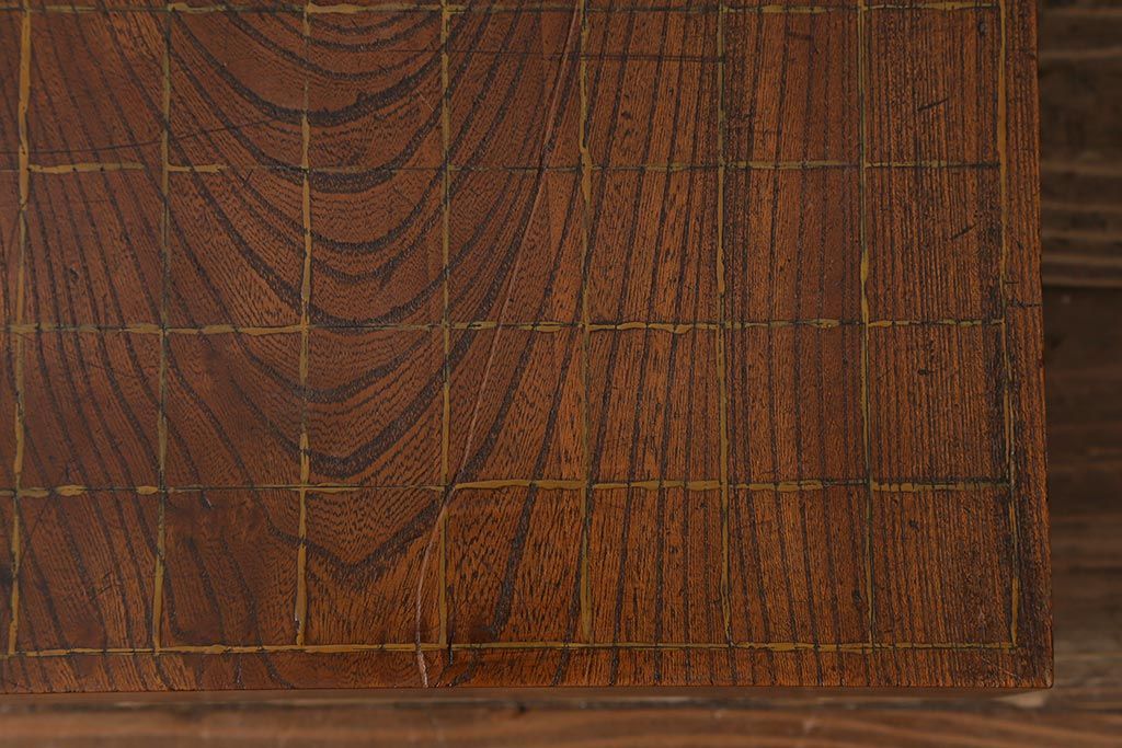 アンティーク雑貨　古民具　明治大正期　古い趣が貫禄漂う将棋盤(飾り台、花台)(R-040857)