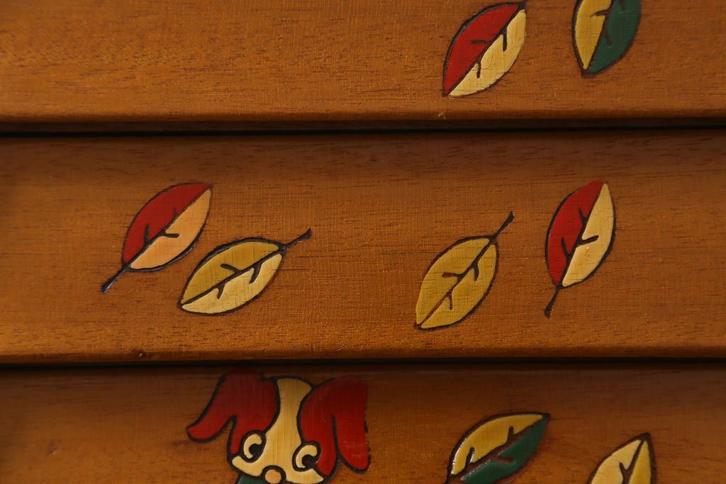 レトロ雑貨　昭和レトロ　希少　ままごと　かわいらしい木製の小さなタンス(チェスト、おもちゃ、玩具)(R-040858)