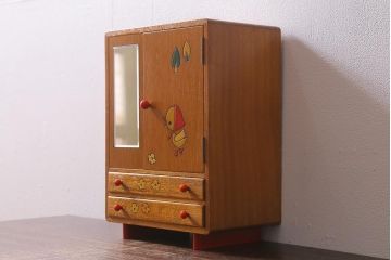 レトロ雑貨　昭和レトロ　希少　ままごと　かわいらしい木製の小さなワードローブ(おもちゃ、玩具)(R-040860)