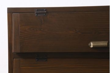 ラフジュ工房オリジナル　古材リメイク　鉄脚　パタパタ扉がレトロな下駄箱(収納棚、キャビネット、引き出し)(R-040866)