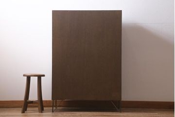 ラフジュ工房オリジナル　古材リメイク　鉄脚　パタパタ扉がレトロな下駄箱(収納棚、キャビネット、引き出し)(R-040866)
