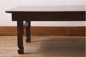 アンティーク家具　和製アンティーク　昭和初期　総ケヤキ材　和の風情を演出する文机(座机、ローテーブル、センターテーブル、座卓)(R-040870)