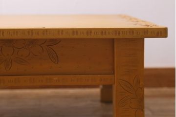 中古　伝統工芸　軽井沢彫り　桜の浮き彫りが上品な座卓(ローテーブル)(R-040872)