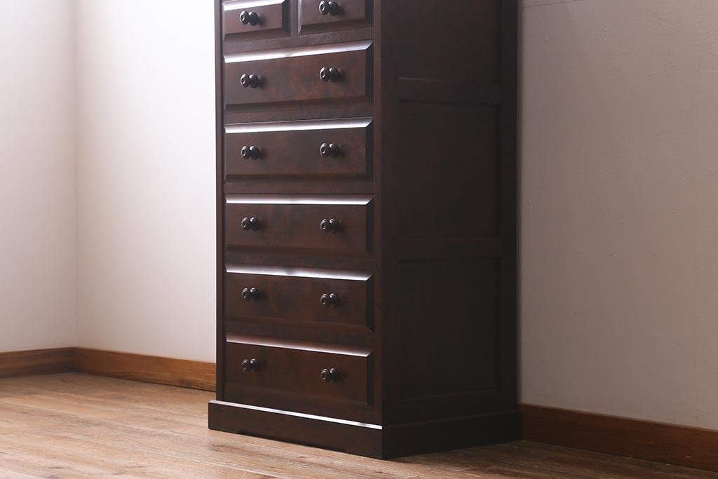 中古　北海道民芸家具　HM535 小物タンス　洗練されたデザインが魅力のスリムなチェスト(引き出し、タンス)(定価約20万5千円)(R-040878)