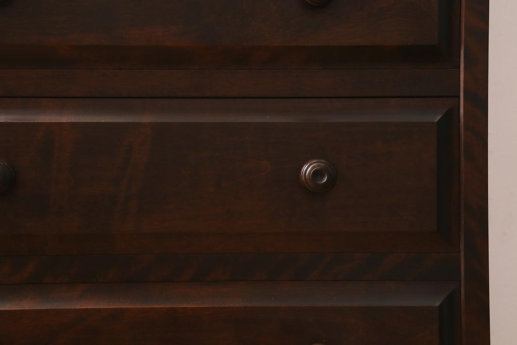 中古　北海道民芸家具　HM535 小物タンス　洗練されたデザインが魅力のスリムなチェスト(引き出し、タンス)(定価約20万5千円)(R-040878)