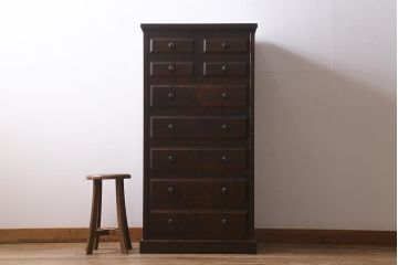 中古　北海道民芸家具　HM535 小物タンス　洗練されたデザインが魅力のスリムなチェスト(引き出し、タンス)(定価約20万5千円)(R-040878)