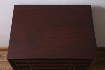 中古　国産　桐材　漆塗りが美しい指物家具の小タンス(引き出し、チェスト)(定価約24万円)(R-040880)