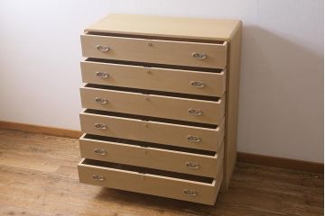 中古　伝統工芸品　加茂総桐箪笥　小袖　明るい木色の整理タンス(総桐たんす、チェスト、引き出し)(定価約52万円)(R-040881)