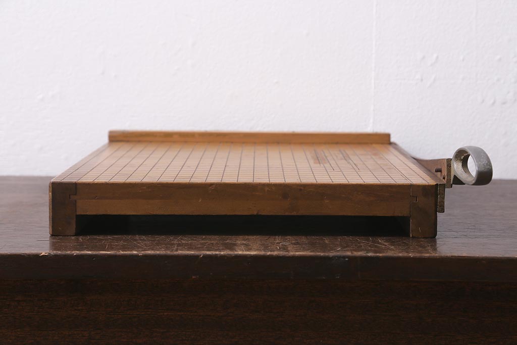 木製裁断機 紙切り台 アンティーク ペーパーカッター 昭和レトロ Y0387 木製裁断機 紙切り台 アンティーク ペーパーカッター 昭和レトロ Y0387