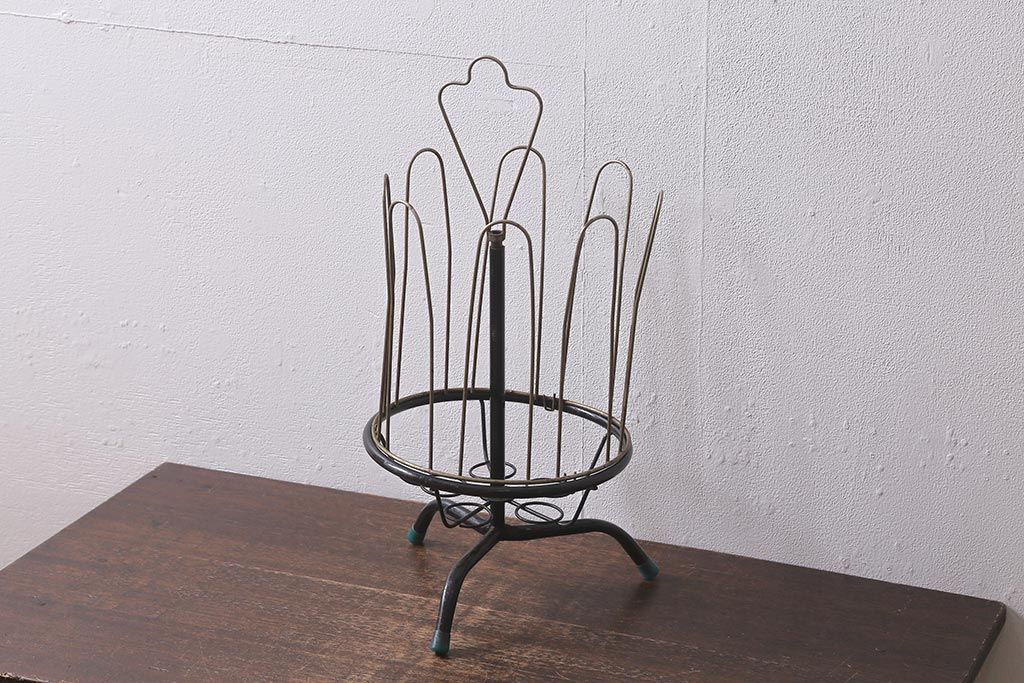 ヴィンテージ雑貨　レア!　回転式　レトロなスリッパスタンド(スリッパ立て、ビンテージ)(R-040885)