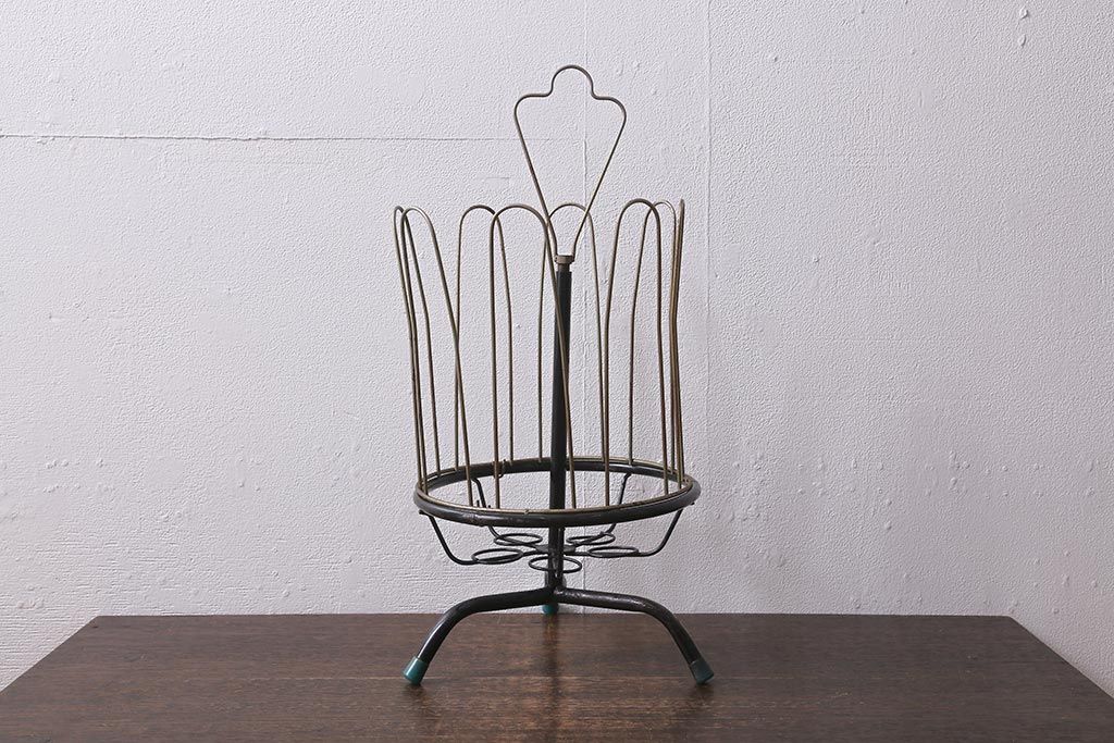 ヴィンテージ雑貨　レア!　回転式　レトロなスリッパスタンド(スリッパ立て、ビンテージ)(R-040885)