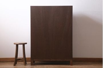 ラフジュ工房オリジナル　古材リメイク家具　引き出し付きパタパタ扉の収納棚(キャビネット、下駄箱)(R-040886)