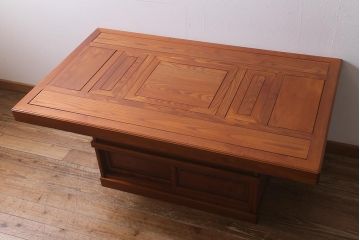 中古　民芸家具　昭和後期　栗材製　美しい杢目が上品な囲炉裏(火鉢、テーブル、ダイニングテーブル)(R-040888)