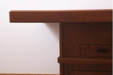 中古　民芸家具　昭和後期　栗材製　美しい杢目が上品な囲炉裏(火鉢、テーブル、ダイニングテーブル)(R-040888)