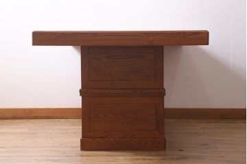 中古　民芸家具　昭和後期　栗材製　美しい杢目が上品な囲炉裏(火鉢、テーブル、ダイニングテーブル)(R-040888)