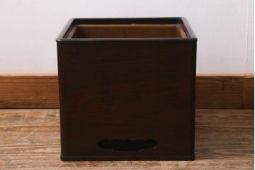 アンティーク雑貨　大正昭和初期　紫檀(シタン)材　シンプルで品のある角火鉢(木製火鉢、箱火鉢)(R-040890)