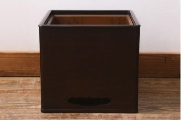 アンティーク雑貨　大正昭和初期　紫檀(シタン)材　シンプルで品のある角火鉢(木製火鉢、箱火鉢)(R-040890)
