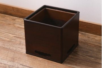 アンティーク雑貨　大正昭和初期　紫檀(シタン)材　シンプルで品のある角火鉢(木製火鉢、箱火鉢)(R-040890)