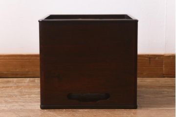 アンティーク雑貨　大正昭和初期　紫檀(シタン)材　シンプルで品のある角火鉢(木製火鉢、箱火鉢)(R-040890)