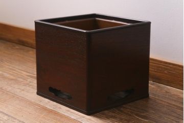 アンティーク雑貨　大正昭和初期　紫檀(シタン)材　シンプルで品のある角火鉢(木製火鉢、箱火鉢)(R-040890)