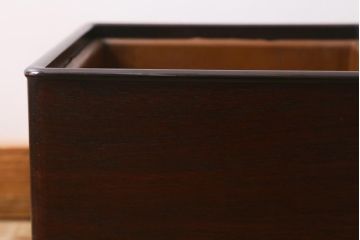 アンティーク雑貨　大正昭和初期　紫檀(シタン)材　シンプルで品のある角火鉢(木製火鉢、箱火鉢)(R-040890)