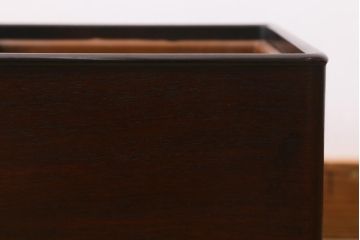 アンティーク雑貨　大正昭和初期　紫檀(シタン)材　シンプルで品のある角火鉢(木製火鉢、箱火鉢)(R-040890)